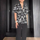 BONSIR  -  Summer New Men's Printed Short Sleeve Shirt Retro Fashion Casual Trend Loose Lightweight Breathable Beach Vacation Men Tops