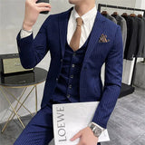 Bonsir Luxury Men 3 Pieces Suit Fashion Plaid Slim Fit Business Formal Casual Check Suits Office Work Party Prom Wedding Groom Suits