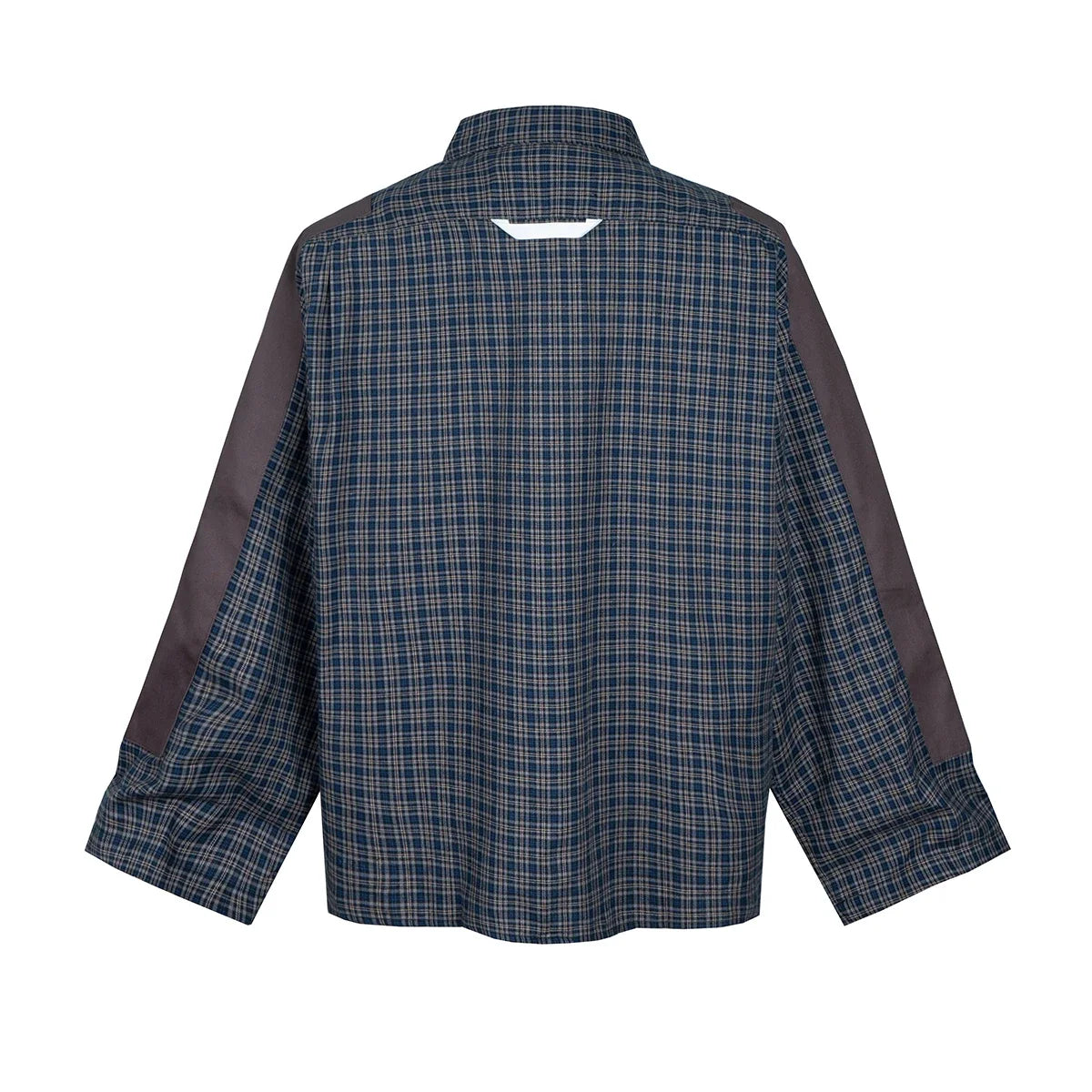 Bonsir Harajuku Patch Contrast Color Checkered Shirts for Men and Women Turn-down Collar Oversized Casual Long Sleeve Fall Plaid Shirt