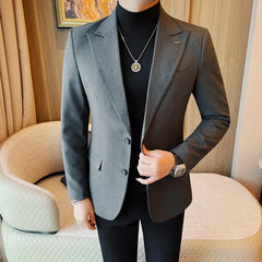 Bonsir British Style Big Collar Design Men Suit Jacket Luxury Business Formal Wear Plain Color Blazer High Quality Wedding Dress Coats