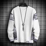 BONSIR  -  Swearshirt Men Round Neck Casual Pullover Print Hoodie Fashion Long Sleeve Sportwear Patchwork Autumn Sweatshirts Clothing Top