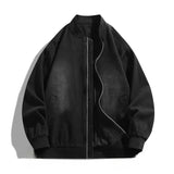 BONSIR  -  Men's Denim Jacket Loose Casual Outerwear Retro Japanese Style Simple Couple's Coats Korean Fashion Leather Jacket Men's Jackets