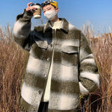 BONSIR  -  Two pockets on the chest, large plaid cotton thickened tweed coat, retro and fashionable