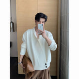 BONSIR  -  Autumn and winter simple design drop-down cardigan sweater loose lazy men's and women's casual knitted sweater jacket