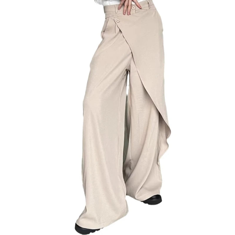 Bonsir 90s Streetwear Retro Loose Neutral Retro Patchwork Design Floor Length Suit Pants Men