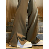 BONSIR  -  Brown Black Baggy Suit Pants Men Fashion Social Mens Dress Pants Korean Loose Straight Flared Pants Mens Office Formal Trousers