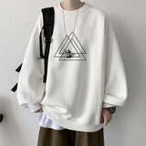 BONSIR  -  Casual Geometric Printed Hoodies Men's Clothing Stylish Basic Autumn Winter Fleece Young Style O-Neck Long Sleeve Sweatshirts