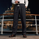 BONSIR  -  New American Style Business Men Suit Pants Light Luxury Leisure Linen Straight Pants Urban Fashion High Quality Loose Trousers
