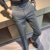 Bonsir Autumn Winter Thickened Striped Suit Pant Men Business Slim Fit Long Pants Formal Office Social Party Casual Pants Streetwear