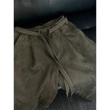 BONSIR  -  casual pants American fashion coffee green suede streamer sports men and women bf lazy style cleanfit trousers
