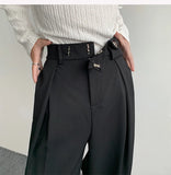 BONSIR  -  Black Suit Pants Men Oversized Fashion Social Mens Dress Pants Korean Loose Straight Wide Leg Pants Mens Office Formal Trousers