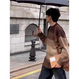 Bonsir Korean style high street men and women trendy personality retro round neck sweater couple retro loose casual knit sweater y2k