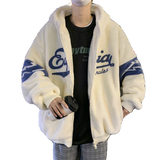 Bonsir Winter Velvet Thickened Jacket Men's Warm Polar Fleece Loose Casual High Street Hooded Jackets Men Tops Overcoat Male Clothes