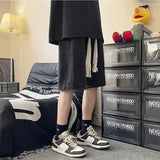 BONSIR  -  Summer Thin Denim Shorts Men's Hong Kong Style Brand Loose Straight Casual Mid-pants Versatile Wide-leg Five-point Pants Men