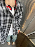 BONSIR  -  Long sleeve plaid shirt men's retro new trend in spring and autumn loose casual Joker coat shirt