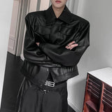 Bonsir Mens Pu Jacket Motorcycle Pocket Pu Leather Jacket Spring Streetwear Fashion Harajuku Grunge Coat Old Money Men'S Wear 2025 New