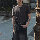 BONSIR  -  Henry collar short-sleeved T-shirt men's summer thin Tailored Cut versatile t-shirt Korean commuter style design top