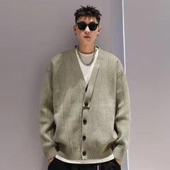 Bonsir Knit Cardigan Male Korean Style Sweater Coat Men Old Money Autumn Winter Loose Casual Men's Long Sleeve Streetwear