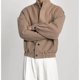 Bonsir Autumn winter high-end workwear stand up collar jacket woolen coat British style baseball uniform