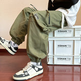 BONSIR  -  Army Green Cargo Pants Men Autumn Korean Streetwear Men's Harajuku Loose Straight Workwear Trousers New Wide-leg Baggy Pants Man