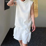 Bonsir Mens Casual Y2k High Collar Vest Spring New Genderless Gym Temperament French Streetwear Solid Color Simple Tank Top Unisex