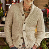 BONSIR  -  Autumn and Winter New Men's Solid Color Lapel Thick Sweater Long Sleeve Gentleman Men Leisure Outdoor Cardigan Sweater Coat