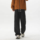 BONSIR  -  Summer Casual Pants Men Retro Pocket Cargo Pants Men Japanese Streetwear Hip-hop Loose Wide Leg Pants Mens Vintage Trousers