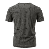 BONSIR  -  Mens T-Shirts Ripped Hollow Casual T-Shirts Streetwear Fashion Niche Personality Trend Short-Sleeve Tops Men'S Clothing 2025 New