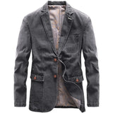 BONSIR  -  Autumn New Fashion Men's Casual Trendy Solid Color Casual Trendy Long Sleeve Vintage Denim Coat Male Suit Blazers Jacket Clothes