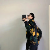 BONSIR  -  Korean style knitted pullover sweater men's trendy pineapple jacquard round neck top casual loose lazy style men's clothing