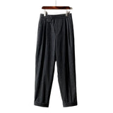 BONSIR  -  New straight-leg pants in autumn and winter clothes retro American vertical striped wide-leg casual pants age-sensing pants