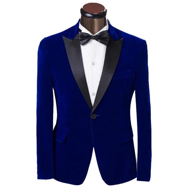 Bonsir Purple Velvet Slim Fit Men Suit Blazers Groomsmen Tuxedos Prom Casual Velour Mens Suit Wedding Groom Clothes(Jacket+Pants)