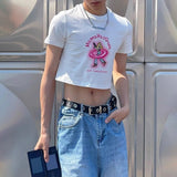 BONSIR  -  Y2k Slim Fit Cotton Short T-Shirt Sexy Navel-Baring Dark Cartoon T-Shirt Summer Streetwear Fashion Harajuku Top Unisex 2025 New