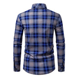 BONSIR  -  Men's Classic Long Sleeve Plaid Basic Dress Shirts Single Patch Pocket Formal Business Casual Regular Fit Office Social Shirt