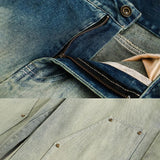 Bonsir Mens Jeans Fashion Summer Autumn High Street Washed Gradient Casual Loose Straight Personality Design Pants Stylish Jeans