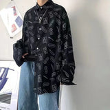 BONSIR  -  Mens Shirt Letter Print Casual Shirt Spring Street Wear Fashion Youth Campus All-Match Long-Sleeve Top Men'S Clothing 2025 New