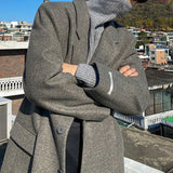 Bonsir Woolen Coat Men's Autumn Winter New Korean Style Trendy Loose Mid-Length Elegant Retro Simple Comfort Solid Woolen Coat Jacket