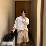 BONSIR  -  Oversized Korean-style Shirt Hanging Sense Shirt. Youth Long-sleeved Shirt Casual Travel Daily Street Fashion Men Loose-fitting