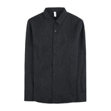 Bonsir Autumn New Striped Pleated Shirt Black White Long Sleeve Simple Slim Fit Casual Lapel Shirt Social Party Dress Men Clothing 4XL