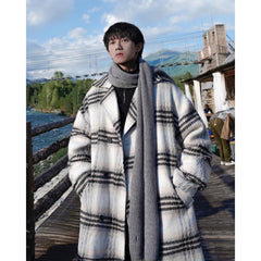 Bonsir New Arrival Winter Jacket Fashion Plaid Woolen Overcoat Men's Casual Wool Blends Trench Coat Men Cashmere Jackets Y66