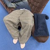 BONSIR  -  plaid pants men's spring and autumn style lazy and relaxed outfit American tall wide-leg extended trousers