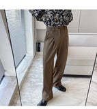 BONSIR  -  New Fashion Autumn Men's Korean Style Loose Wide Leg Trousers Solid Color Casual High Quality Pants Male Trendy Streetwear Men