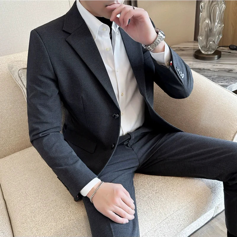 Bonsir 7XL-S (Blazer + Trousers) Fashion Slim Fit Men's Suit Italian Style Luxury Formal Business Social Wedding Tuxedos 2 Piece Set