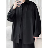 BONSIR  -  Solid color simple shirt long sleeve men's Korean version of the high street jacket trendy casual versatile shirt