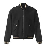 Bonsir Spring and Autumn New Men's Fashion Trend Wool Baseball Jacket Short Jacket Unisex American Street Loose Pilot Jacket Men