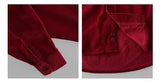 BONSIR  -  Burgundy thin corduroy shirt men's flip double patch pocket high-end mature long-sleeved red shirt men Autumn clothes