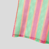 BONSIR  -  Men Tank Tops Striped Colorful See Through Mesh Male Vests Summer Sexy O-neck Sleeveless Fashion Men Clothing Tops 2025