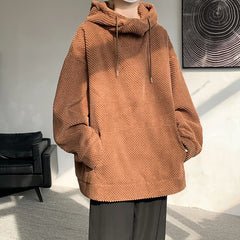 Bonsir Harajuku Corduroy Hoodies Men High Quality Streetwear Loose Y2k Hip Hop Hooded Sweatshirts Couple Clothing Female Pullovers