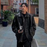 BONSIR  -  Vintage PU Leather Jacket Men 2024 New Big Pocket High Quality Jackets Mens Fashion Motorcycle Causal Coat 5XL-M