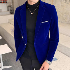 Bonsir Plus Size 5XL-M Men Velvet Blazers Jackets Autumn Fashion Business Casual Blazer Formal Groom Wedding Slim Fit Dress Coat